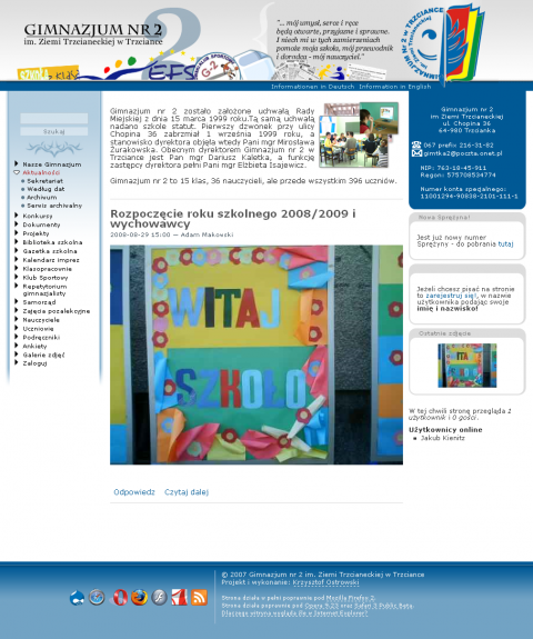 Layout oraz kod dla g2.trzcianka.com.pl
