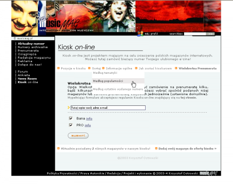 Strona internetowa - Kiosk On-line